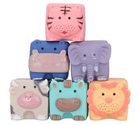 Gucagle Giocattolo educativo da spremere in silicone morbido per bambini con texture a forma di animali per neonati da 6 mesi in su Set da 6 pezzi in custodia