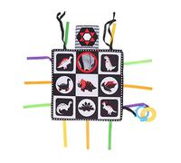 Gucagle Libro Morbido in Stoffa per Neonati, Bianco Nero, ad Alto Contrasto, con Specchio, massaggiagengive, Giocattolo educativo, Regalo di Compleanno per Neonati, Bambini, Tessuto in (Dinosauro)