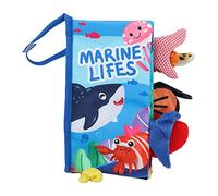 Gucagle Libro sulla Coda degli Animali per Bambini Libro sensoriale in Tessuto Stropicciato interattivo educativo 3D Morbido al Tatto per Neonati Bambini Piccoli Sviluppo (Oceano)