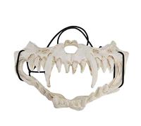 Gucagle Maschera con teschio in lattice Realistico spaventoso Copertura per il viso regolabile per Halloween Party Cosplay Impermeabile Leggero Durevole Design del dente di tigre animale