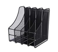 Gucagle Portariviste in metallo, portariviste, portadocumenti, supporto verticale, 4 slot, grande capacità, design salvaspazio, per ufficio, casa, scuola, nero 28x34,5x35 cm