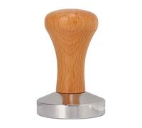 Gucagle Pressino per caffè in acciaio inossidabile con fondo piatto professionale per con manico in legno per fondi di caffè espresso in legno di faggio 91 mm (51MM)