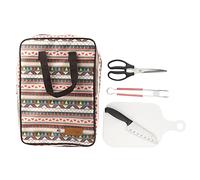 Gucagle Set di 5 coltelli da barbecue per all'aperto, utensili per barbecue in acciaio inox con tagliere, borsa per picnic, strumenti di cottura portatili e durevoli per grigliate in