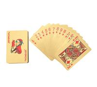 Gucagle Set di carte da gioco in plastica impermeabile con superficie in rilievo in lamina d'oro Giochi da tavolo durevoli per feste in spiaggia, campeggio, tempo libero, dorate, 54