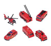 Gucagle Set di giocattoli per camion dei pompieri Confezione da 6 mini modelli in lega pressofusa Veicoli educativi portatili Regalo per bambini per bomboniere per feste di compleanno
