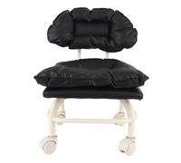 Gucagle Sgabello con carrucola rotante Sedia con rotelle girevole universale a bassa altezza con ruote 360 gradi per casa, salone, ufficio, officina, pelle PU nera 21,65x15,75x13,39