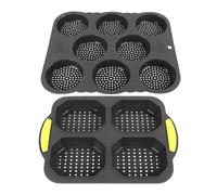 Gucagle Stampo per pane in silicone per hamburger a 8 cavità Stampo per in silicone a 4 cavità Stampi da forno antiaderenti premium per panini fatti in casa Pagnotte francesi Perfetti