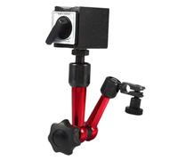 Gucagle Supporto base magnetica Supporto rosso regolabile ad alta stabilità con tre giunti per comparatore e quadrante a leva Precisione di misurazione della lavorazione dei metalli Campo