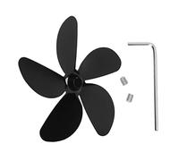 Gucagle Ventilatore per stufa a legna di ricambio, lega di alluminio, 5 pale, ventilatore per camino, per uso domestico, nero, efficiente, durevole, resistente alle alte temperature,