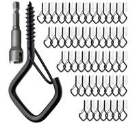 Gucass 50 Pezzi Ganci Avvitabili Nero, Gancio a Vite Soffitto in Acciaio Inox, Occhielli a Vite per Appendere Cestini di Piante, Casette per Uccelli, Campanelle, Lanterne, Catene Luminose, Rombo
