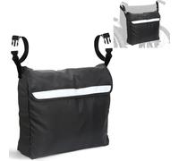 Gucass Borsa per sedia a rotelle in tessuto Oxford, impermeabile per sedia a rotelle, borsa per sedia a rotelle, borsa per sedia a rotelle, con strisce riflettenti, grande, nero