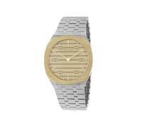 Gucci 25H 38mm stainless steel and 18 kt yellow gold plated multi layered case, golden brass dial with GG, five links stainless steel bracelet YA163405 One Size