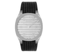 Gucci 25H YA163419 Unisex Watch - Silver Dial, Black Leather Strap