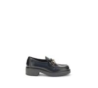 Gucci Black Calf Leather Bos Taurus Slip-On Loafers - EU38.5/US8.5