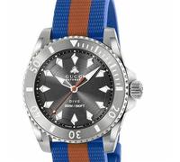 Gucci Dive 40mm YA136352 Unisex Watch - Dark Grey Dial, Blue and Brown Rubber Strap