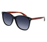 Gucci Donna GG0024S 003 Occhiali da sole Plastica Nero Grigio Rotonda Normale Sfumato