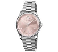 Gucci G-Timeless 29mm YA1265062 Women's Watch - Pink Mother of Pearl Dial, Diamond Markers, Stainless Steel Bracelet
