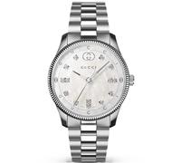 Gucci G-Timeless 29mm YA1265064 Women's Watch - Mother of Pearl Dial, Diamond Markers, Stainless Steel Bracelet