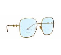 Gucci Donna GG0879S 004 Occhiali da sole Metallo Oro Marrone Squadrata Normale Sfumato