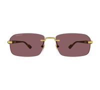 Gucci Gg1221s Occhiali Da Sole Uomo Oro Geometrico Marrone 56mm