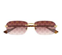 Gucci Gg1221s Occhiali Da Sole Uomo Oro Geometrico Rosso 56mm