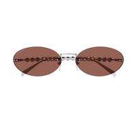 Gucci Gg1922s Occhiali Da Sole Donna Argento Rotondo Marrone 62mm