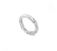 Gucci Link to Love 18ct White Gold 4mm Studded Ring - Size 6