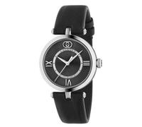 Gucci Model 2000 YA167505 30mm Women's Quartz Watch - Black Dial, Black Leather Strap