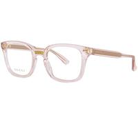 Gucci Occhiali da vista unisex quadrati rosa trasparente GG0184O 013, Rosa trasparente/Oro-logo-013, Lens-50 Bridge-21 Temple-145