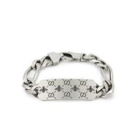 Gucci Signature Sterling Silver Bracelet with GG and Bee Engravings - Size 19cm