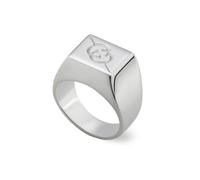 Gucci Tag Sterling Silver Square Signet Ring with Interlocking G Logo - Size 6