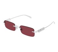 Gucci Uomo GG1808S 004 Occhiali da sole Metallo Argento Rosso Squadrata