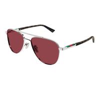 Gucci Uomo Gucci GG1962S 003 Occhiali da sole Metallo Argento Rosso Pilot