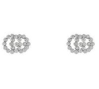 Gucci YBD481676003 18k White Gold GG Running Diamond Stud Earrings