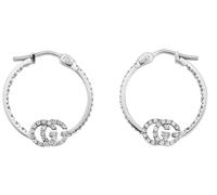 Gucci YBD581982001 18k White Gold GG Running Diamond Hoop Earrings