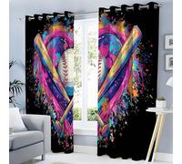 GUCSMN Tende Graffiti Di Strada Blackout, Tende Nero Stampata per Camera da Letto, Occhielli Isolati Termicamente per Cameretta con Motivo Cuore Da Baseball 140L x 225A cm, 2 Pannelli