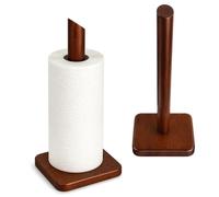 Gudalea Portarotolo Cucina Legno Faggio, Supporto Verticale 31x13cm Marrone | Base antiscivolo stabile, compatibile con rotoli grandi. Legno di faggio naturale, facile da pulire, ideale per cucina bagno.