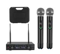 GUDEHOLO Sistema microfonico wireless con custodia, in metallo, UHF, doppio palmare, 20 canali, sistema microfonico professionale senza fili, per chiesa, DJ, karaoke, matrimoni, set KTV a casa