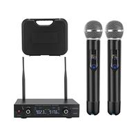 GUDEHOLO Sistema microfonico wireless con custodia, in metallo, UHF, doppio palmare, 20 canali, sistema microfonico professionale senza fili, per chiesa, DJ, karaoke, matrimoni, set KTV a casa