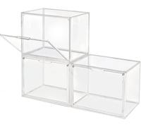 GUDEMAY Scatole di Plastica Impilabili Trasparenti con Chiusura Magnetica, Vetrina Espositiva, Teca Plexiglass per Conservazione, Figurine, Libri, Collezionismo, Scarpe, Borse e Altro (Set da 3)