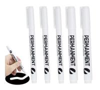 Gudemoore 5 Pezzi Pennarello Permanente Bianco, Larghezza del Filo 2,0 mm e 1,0 mm Pennarelli Indelebili, Asciugatura Rapida e Impermeabili, Penna Acrilica per Dipingere Sassi, Legno, Vetro