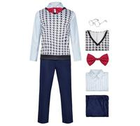 Gudiwne Costume da donna per cosplay Out Fear, con gilet, per Halloween, con gilet, camicia, pantaloni, papillon (blu, S)