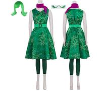 Gudiwne Costume da donna per cosplay, travestimento disgusto, colore verde, per Halloween, con sciarpa e calzini, set completo (verde + parrucca, XXL)