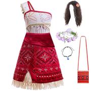 Gudiwne Moana Costume Cosplay Ragazze Nappe Beach Tutu Vestito Vestito Principessa Halloween Outfits Top Gonna Borsa Copricapo (Vestito 1, XXL)