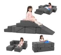 GudoInsole Divano da gioco per bambini, in schiuma, per scalare il divano dei bambini, trasformabile, giocattolo creativo per bambini e bambine, mobili per la stanza dei giochi (grigio scuro)