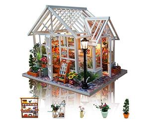 GuDoQi Miniatura Casa Delle Bambole, Kit Casa Bambole In Legno 3D Con Mobili E Musica, Luce A Led, Mini Kit Casa Fatta a Mano da Costruire, Bellissimo Negozio di Fiori