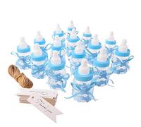 Gudotra (125 packs) 24pz Biberon Portaconfetti Nascita Blu Scatoline Bomboniera Battesimo+100pz Carta di Ringraziamento+10M Corda per Idea Battesimo Comunione Bambina Maschio