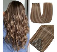 GUDOZO Clip in Extensions Human Hair 7pcs 45cm 120g Invisible Clip Extensions Human Hair Extensions Clip Extensions Human Hair Extensions(18Inch,P6/18K#)