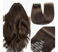 GUDOZO Clip per capelli naturali, 7 pezzi, 50 cm, 120 g, marrone, cioccolato, estensione, per capelli marroni Remy (14 pollici, 2 pezzi)