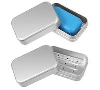 Guduling 2 contenitori per sapone in alluminio, portasapone in acciaio inox, contenitore per sapone in acciaio inox, contenitore portatile per shampoo, portasapone con griglia per la casa, i viaggi